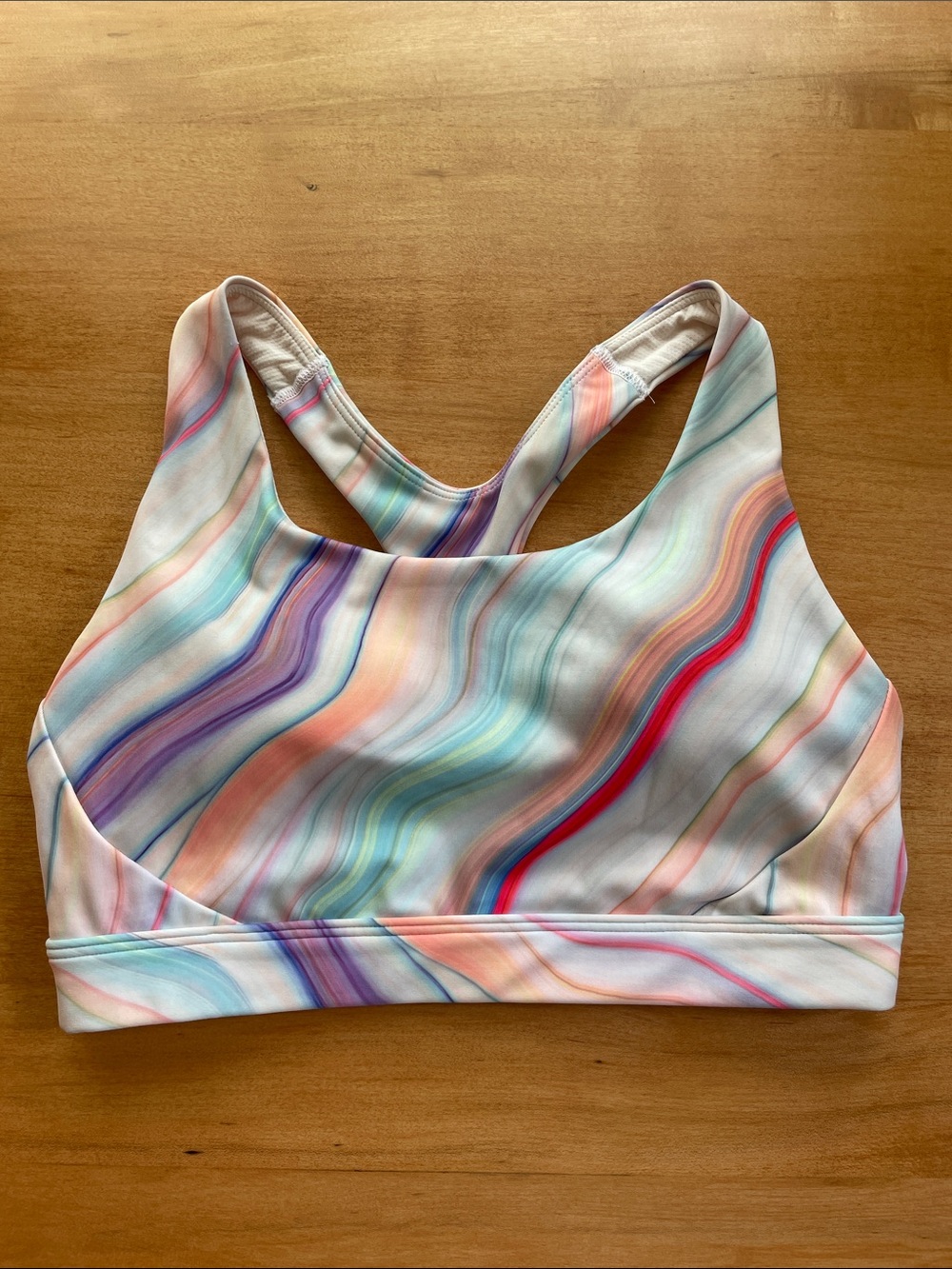 Athleta Ultimate Love Proudly Multicolor Marble Medium Impact Sports Bra